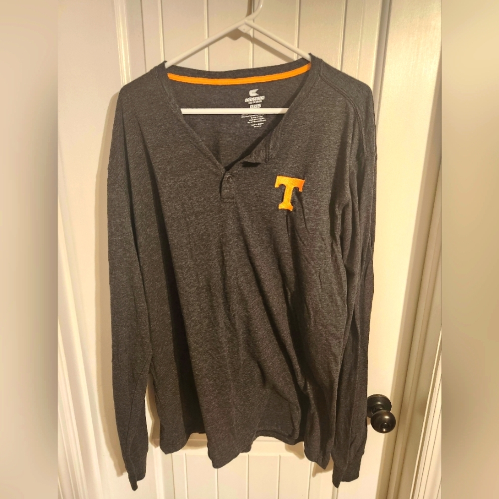 Colosseum Men's Dark Gray Long Sleeve Tee with Orange Accent